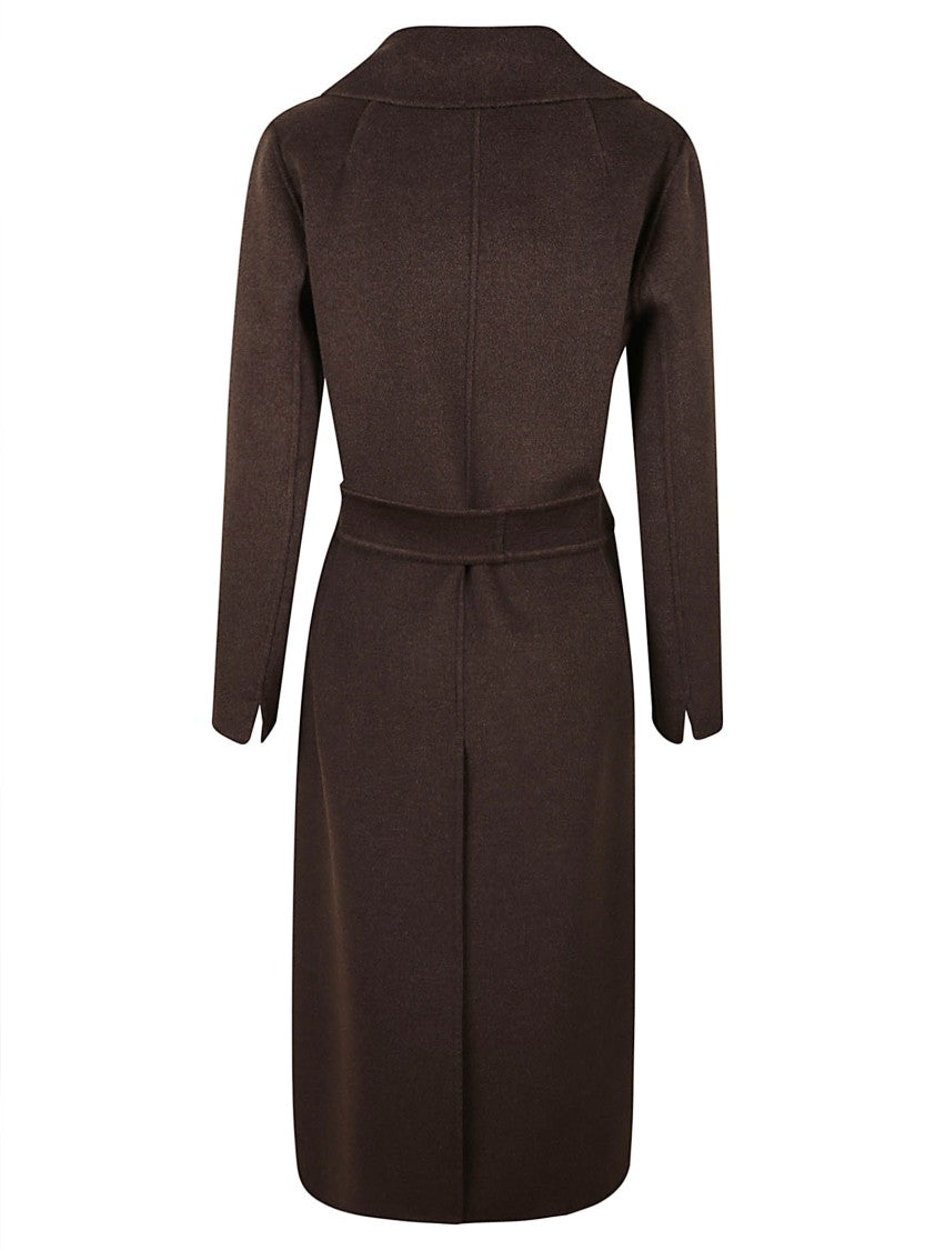 Max Mara Knee-Length Wrap Coat With Self-Tie Belt And Tailored Silhouette