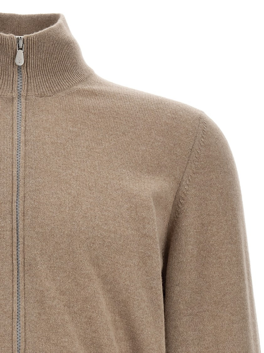 Brunello Cucinelli High Neck Cashmere Zip Cardigan
