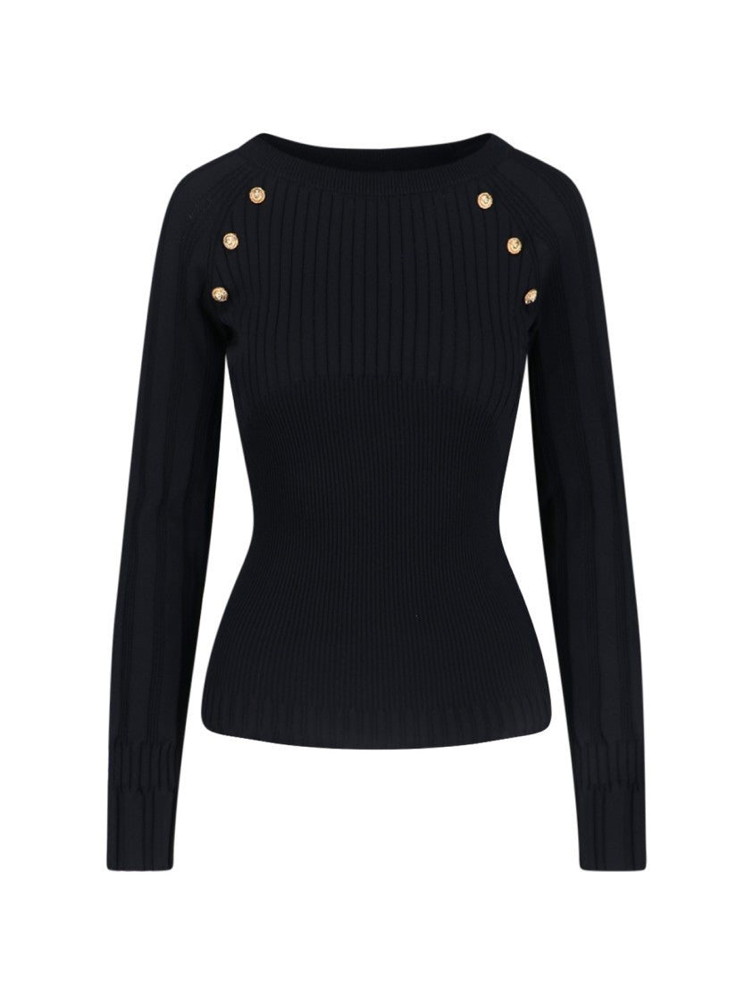 Balmain Buttoned Sweater – Black