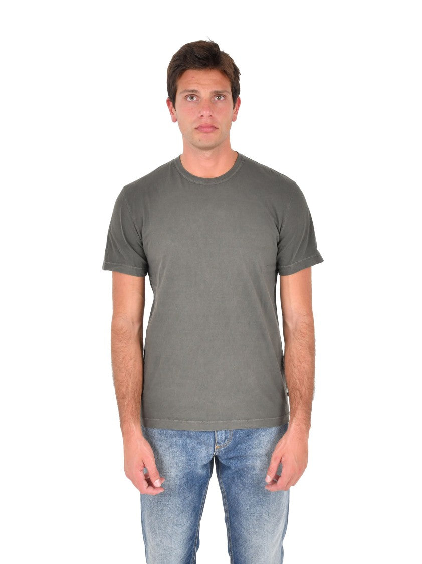 Low Brand Green Wool Ribbed Crewneck T-Shirt