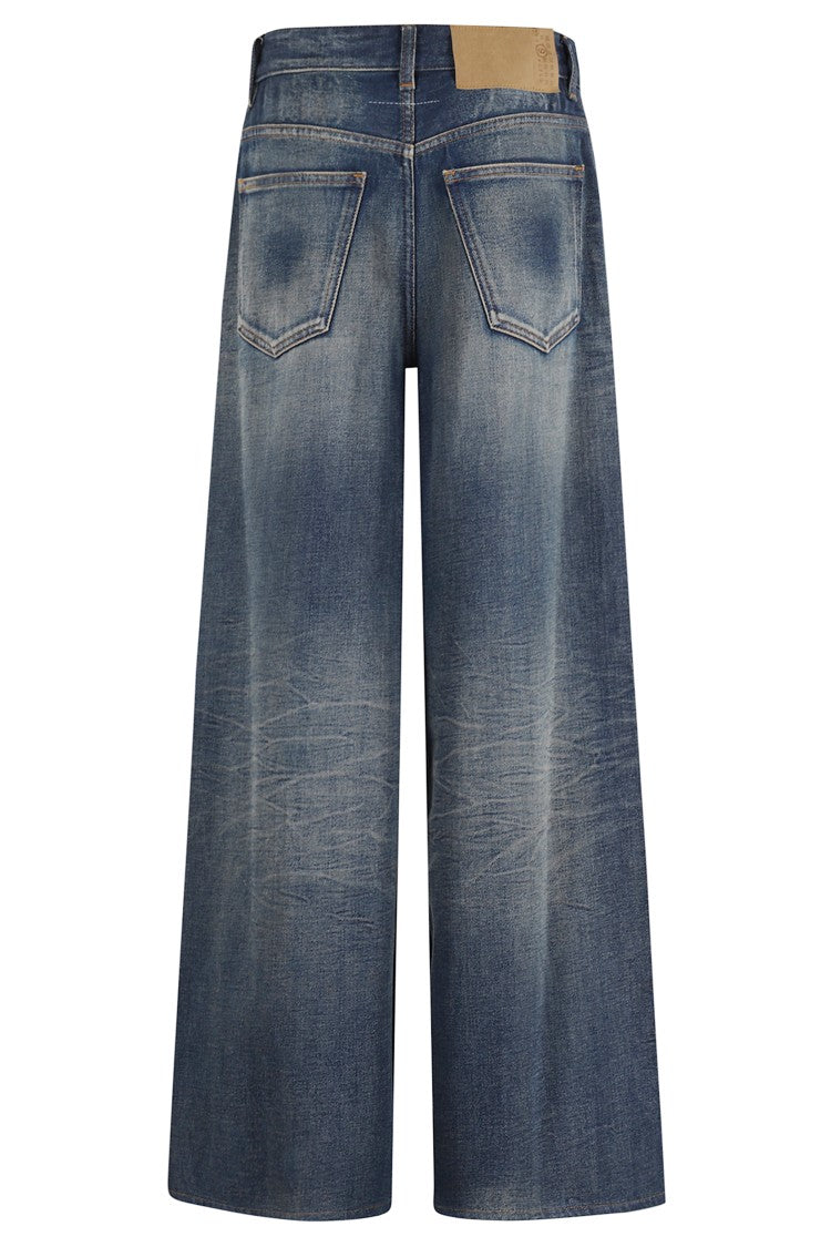 Mm6 By Maison Margiela Wide-Leg Denim Pants With Delavé Finish