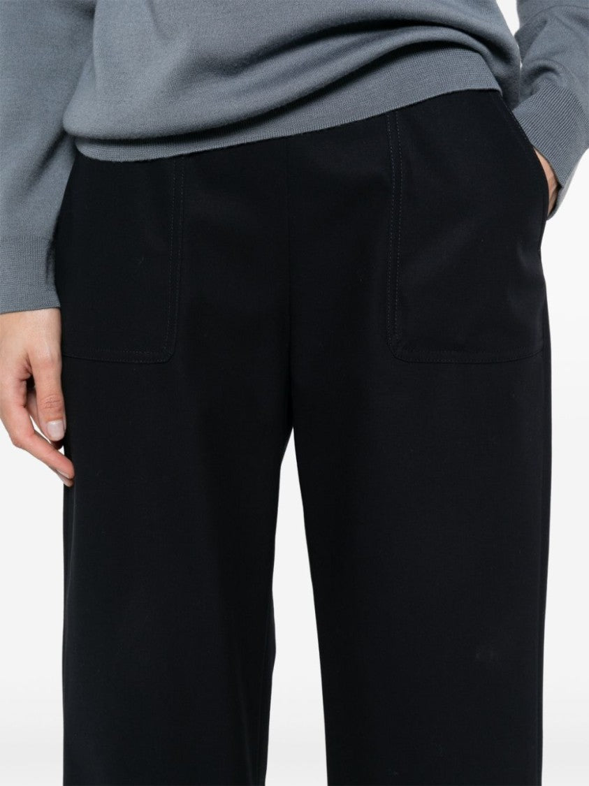 Max Mara High-Waisted Blue Trousers With Relaxed Fit And Rolled Cuffs