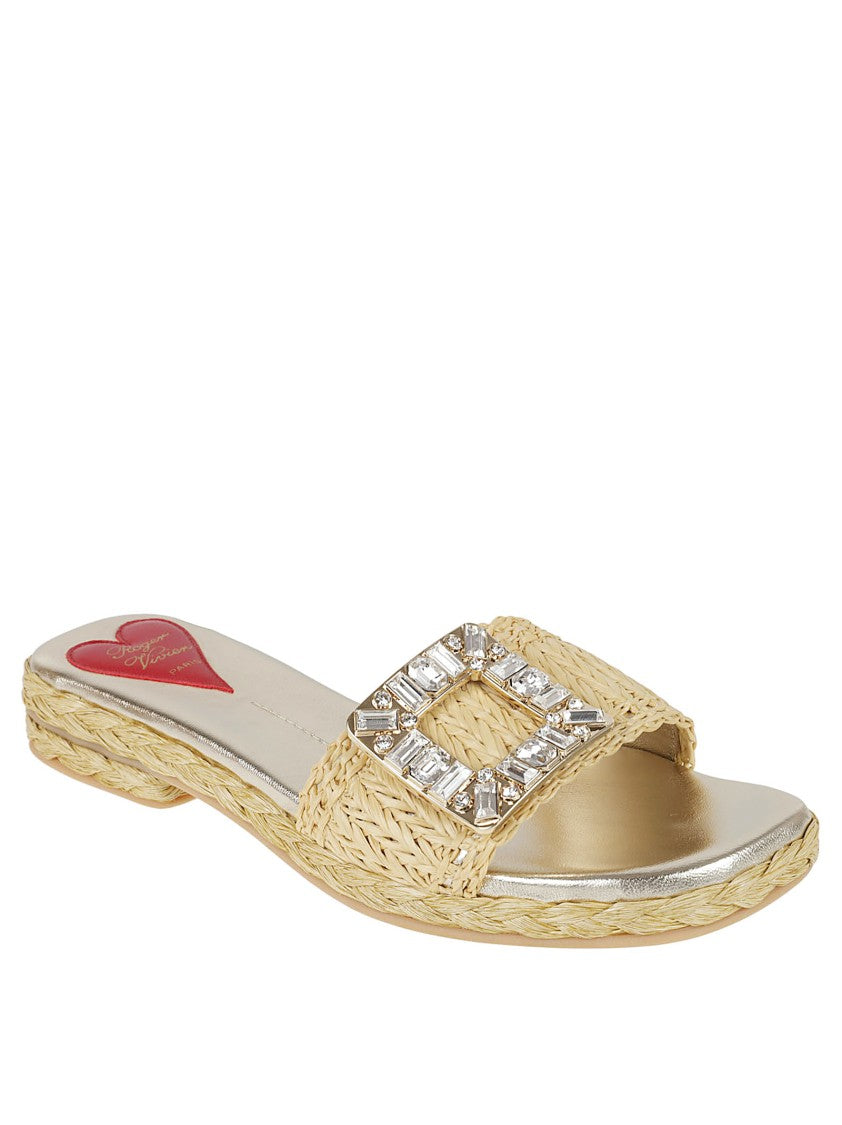 Roger Vivier Woven Sandals With Sparkling Buckle Detail