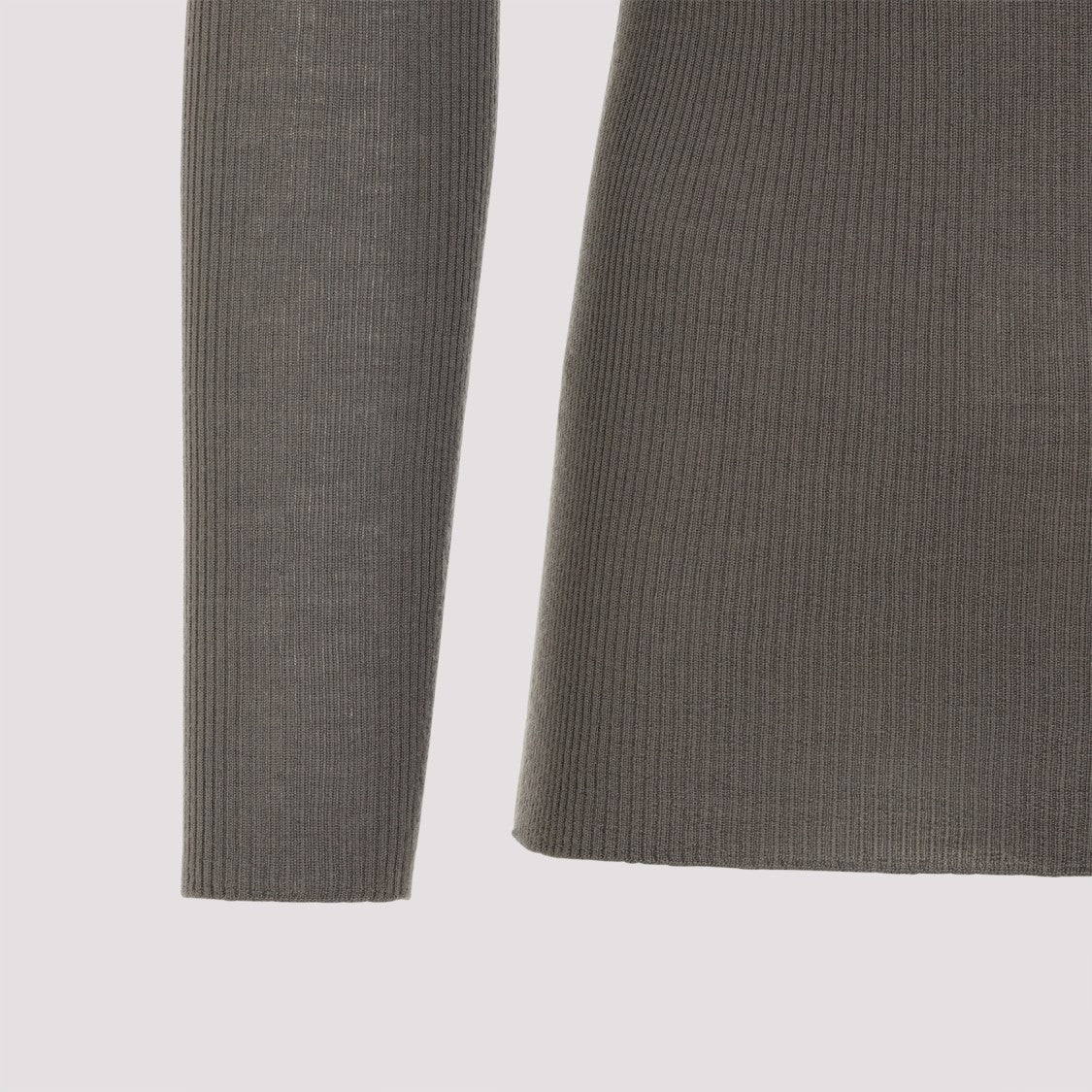 Rick Owens Ribbed Fitted Long-Sleeved Top With Classic Crew Neckline