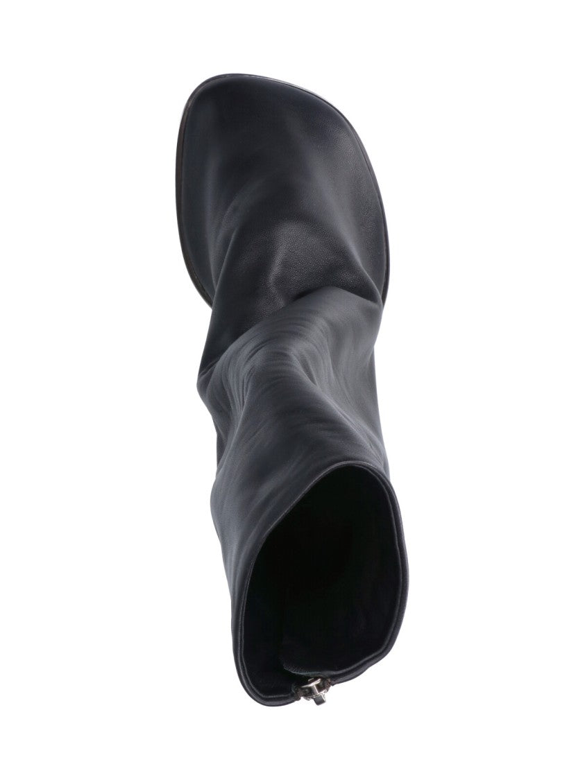 Lemaire Glove Black Square Toe Zip Leather Boots