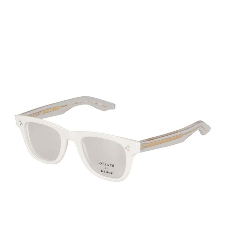 Kador Voyager 23 Translucent White Rectangular Sunglasses With Gold Accents