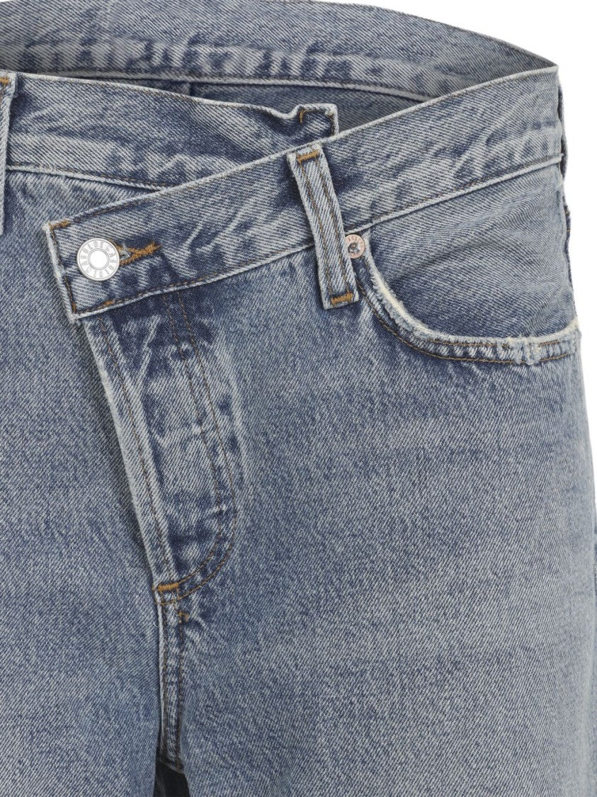 Agolde Wide-Leg Denim Jeans With Crossover Waistband And Five Pockets