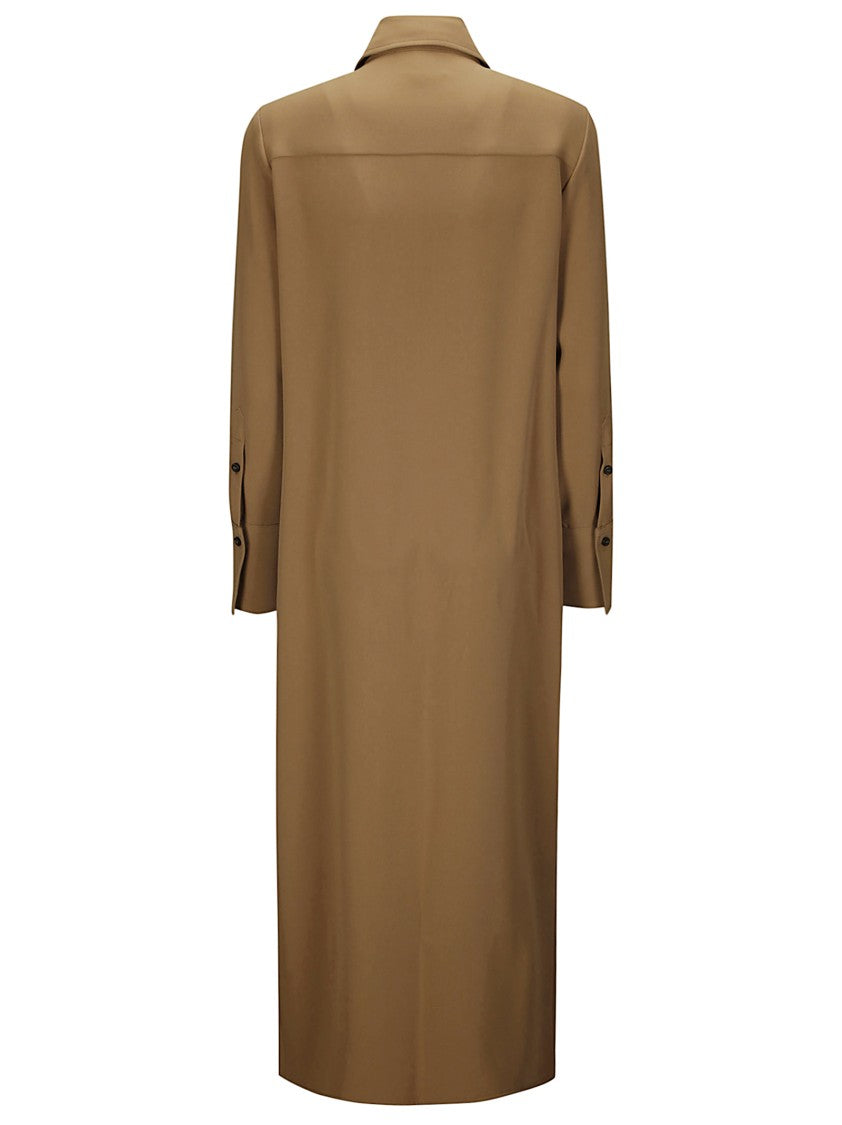 Alberto Biani Silk Maxi Shirt Dress With Classic Collar