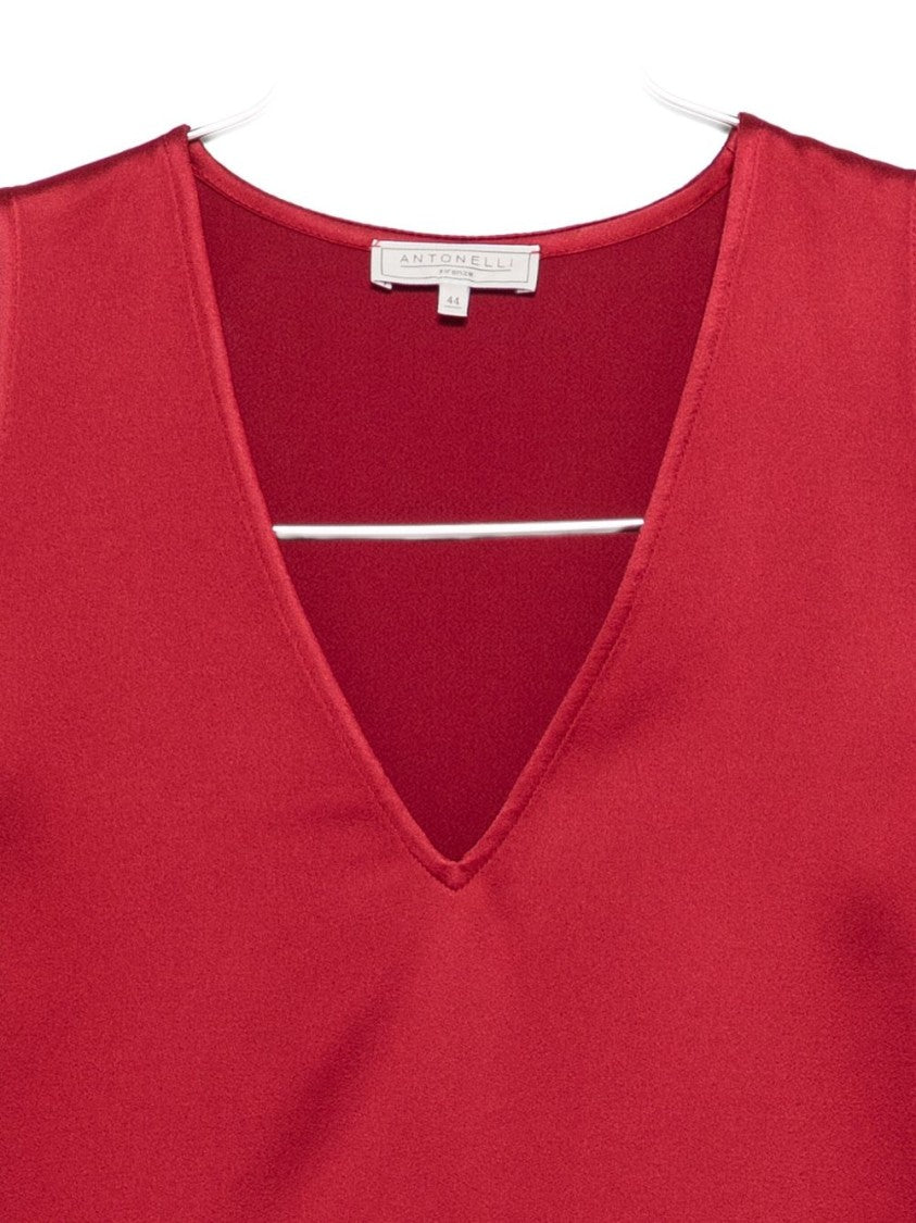 Antonelli Red Sleeveless Top With V-Neckline