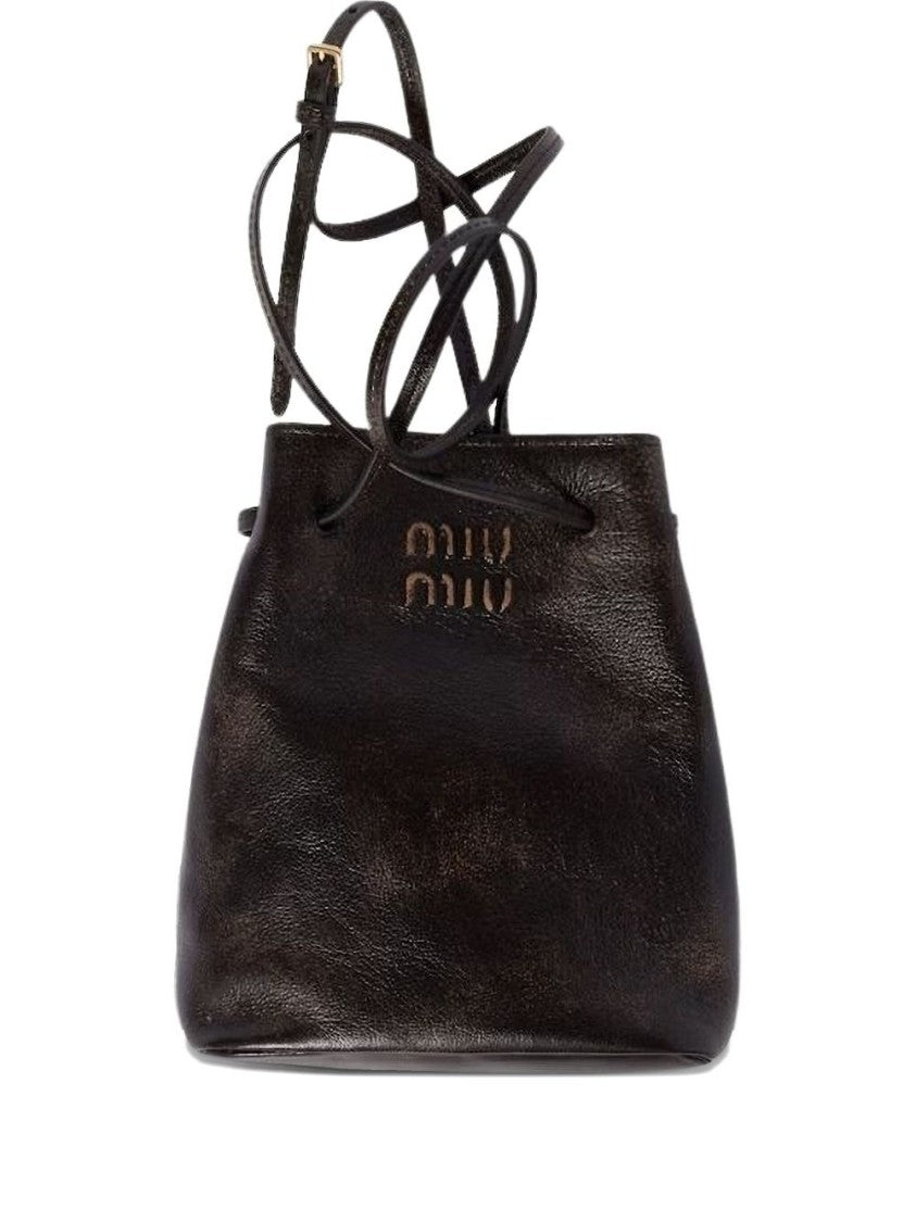 Miu Miu Textured Lambskin Leather Bucket Wallet