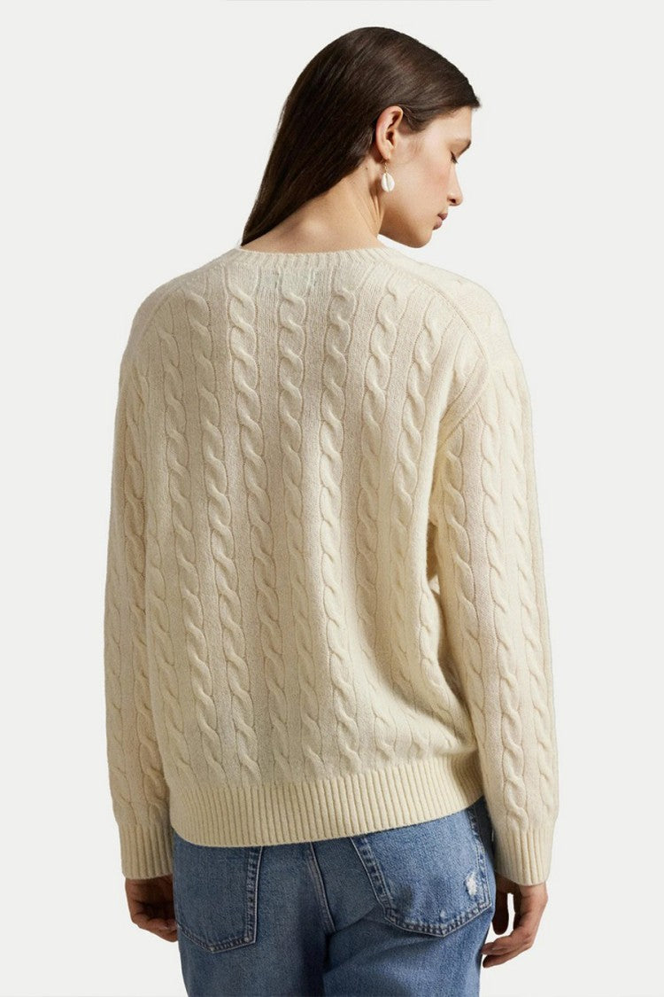 Polo Ralph Lauren Cream Cable-Knit Wool-Blend Sweater