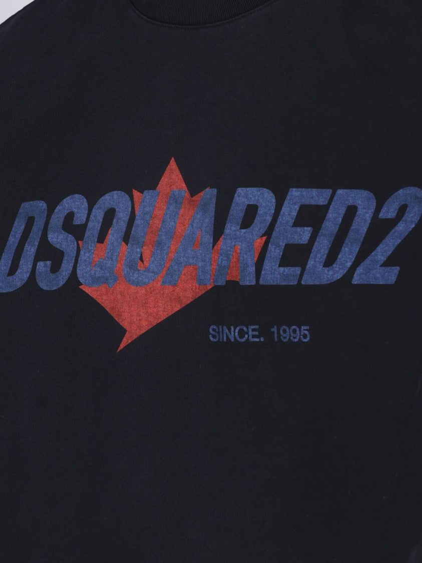 Dsquared2 Black Cotton Logo Printed T-Shirt