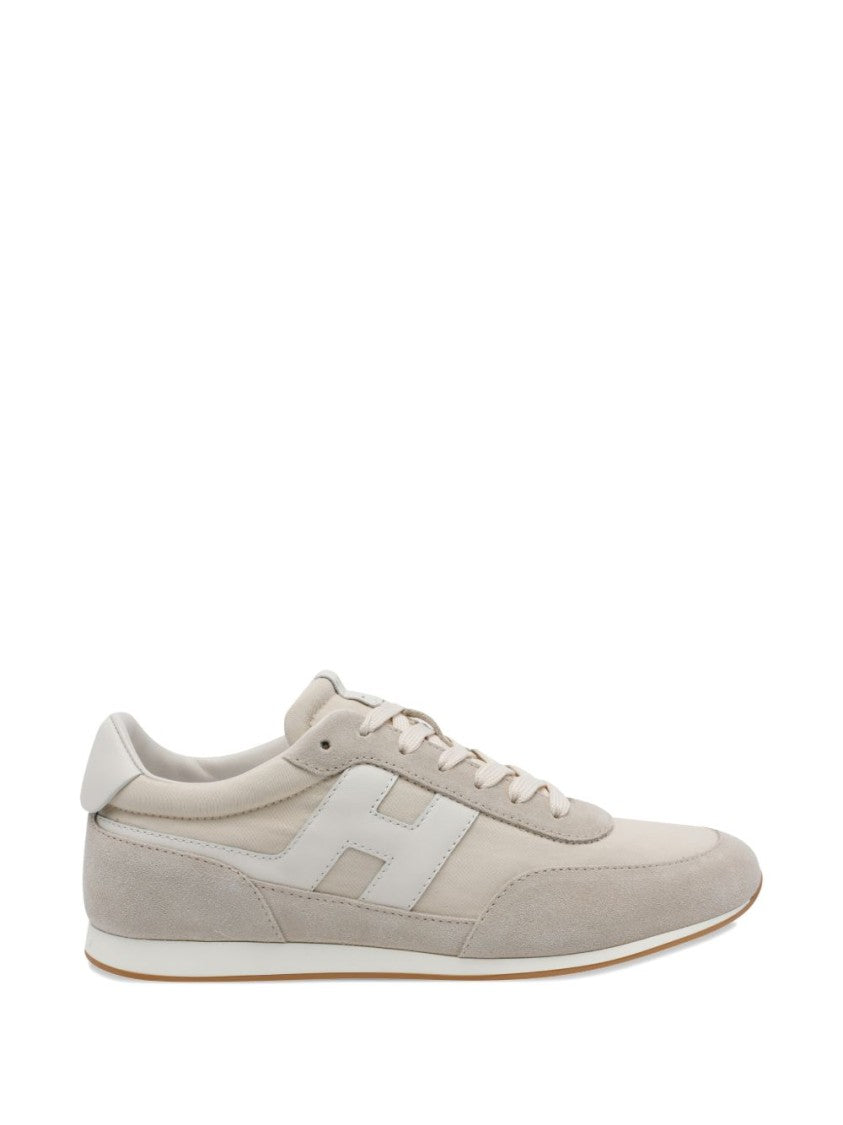 Hogan Beige Silk And Nylon Low Sneakers