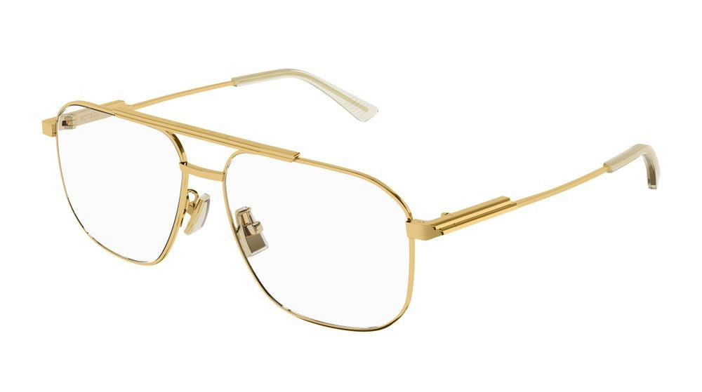 Bottega Veneta Gold Double Bridge Metal Eyeglasses
