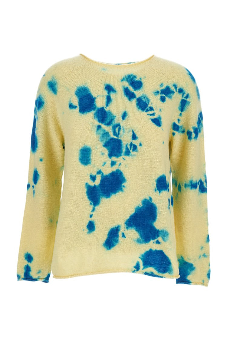 Suzusan Seamless Cashmere Pullover With Artistic Shibori Color Treatment