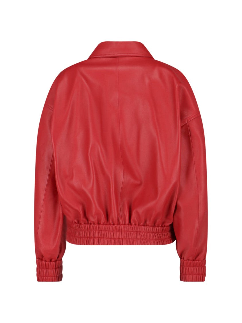 Jil Sander Smooth Leather Bomber Jacket With Classic Collar And Zip Closure