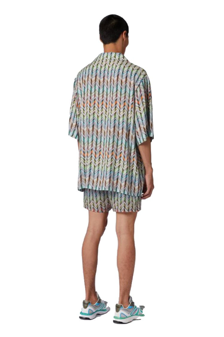 Missoni Multicolor Viscose Zigzag-Print Camp Shirt