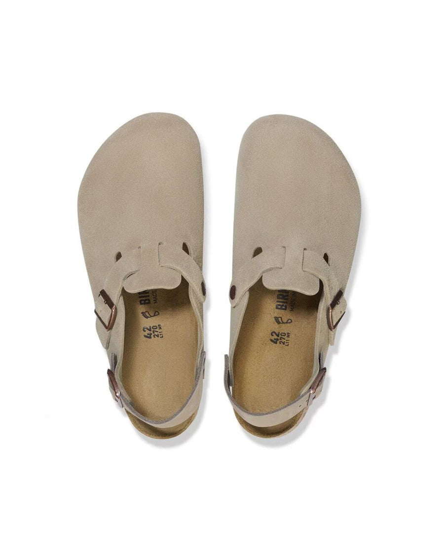 Birkenstock Tokio Taupe Suede Leather Slides