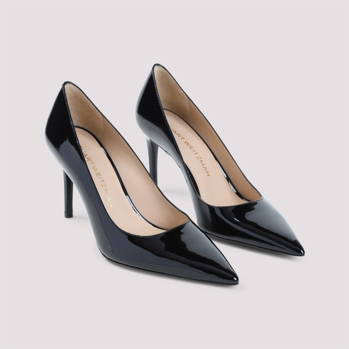 Stuart Weitzman Power 85 Black Patent Leather Pumps