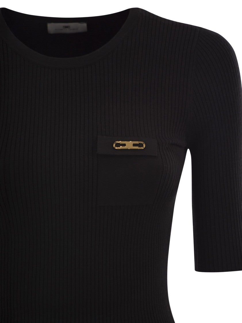Elisabetta Franchi Ribbed Jumper With Pocket