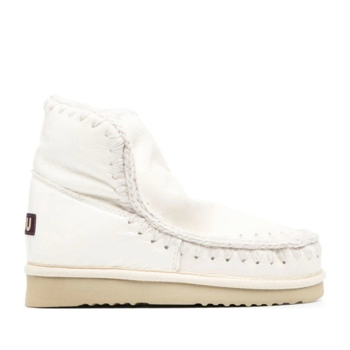 Mou White Eskimo 18 Whipstitch Detail Sheepskin Boots