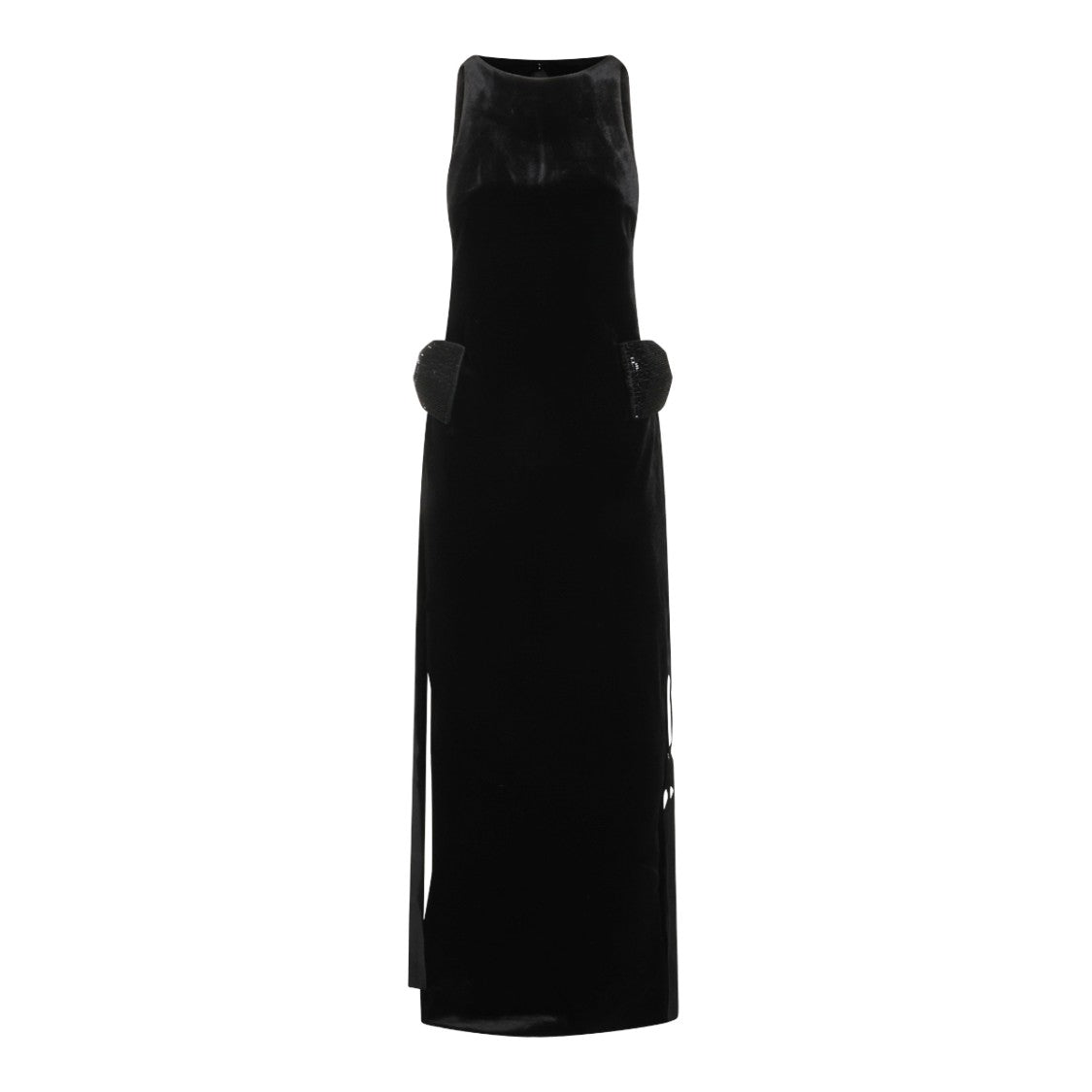 Self-Portrait Black Sleeveless Velvet Maxi Dress