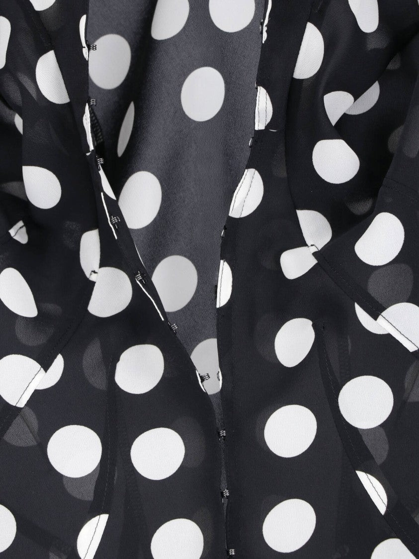 Junya Watanabe Black Polka Dot Fitted V-Neck Shirt