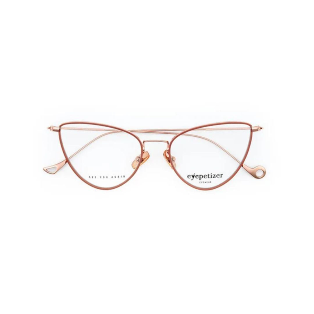 Eyepetizer Cecile Thin Metal Frame Cat-Eye Eyeglasses In Warm Rose Gold