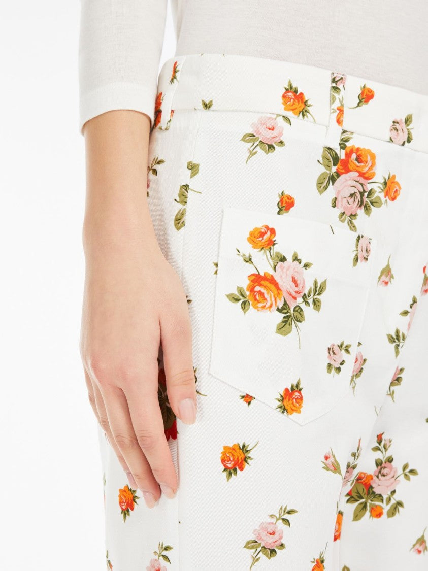 Max Mara Flared Leg Pants With All-Over Floral Print