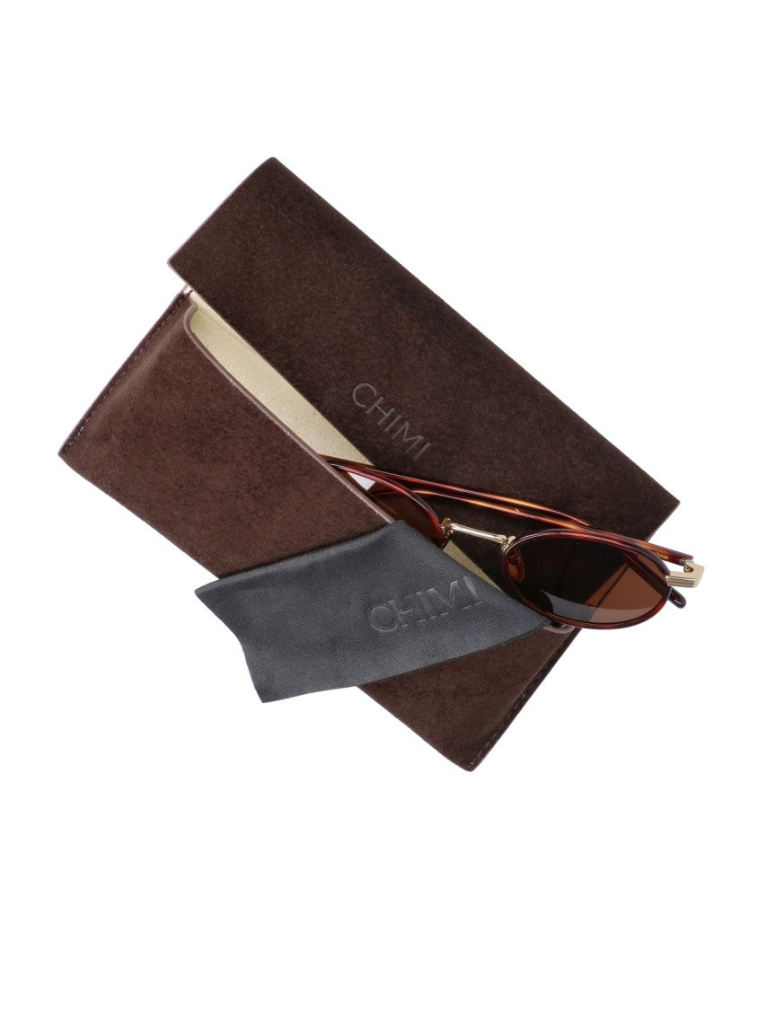 Chimi Brown Lea Tortoiseshell Oval Polarized Sunglasses