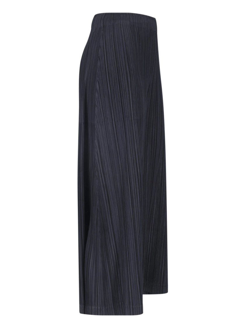 Pleats Please Issey Miyake Wide-Leg Pleated Pants With Elastic Waistband And Side Pockets