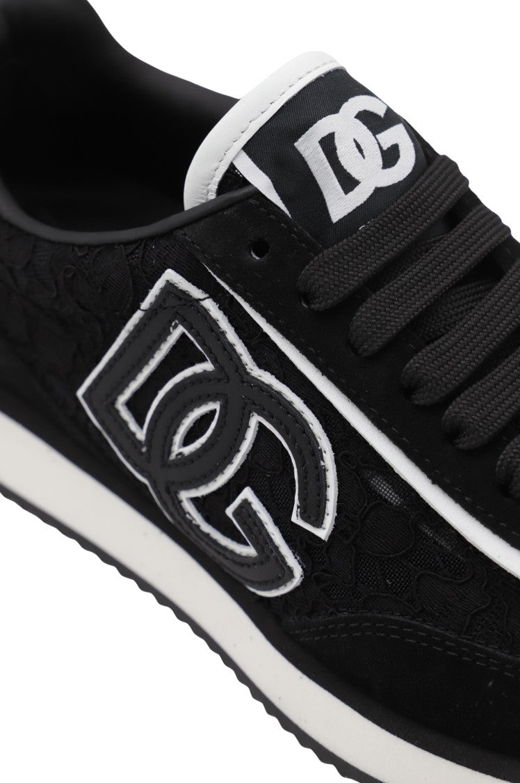 Dolce & Gabbana Textured Black Sneakers With Contrasting White Accents