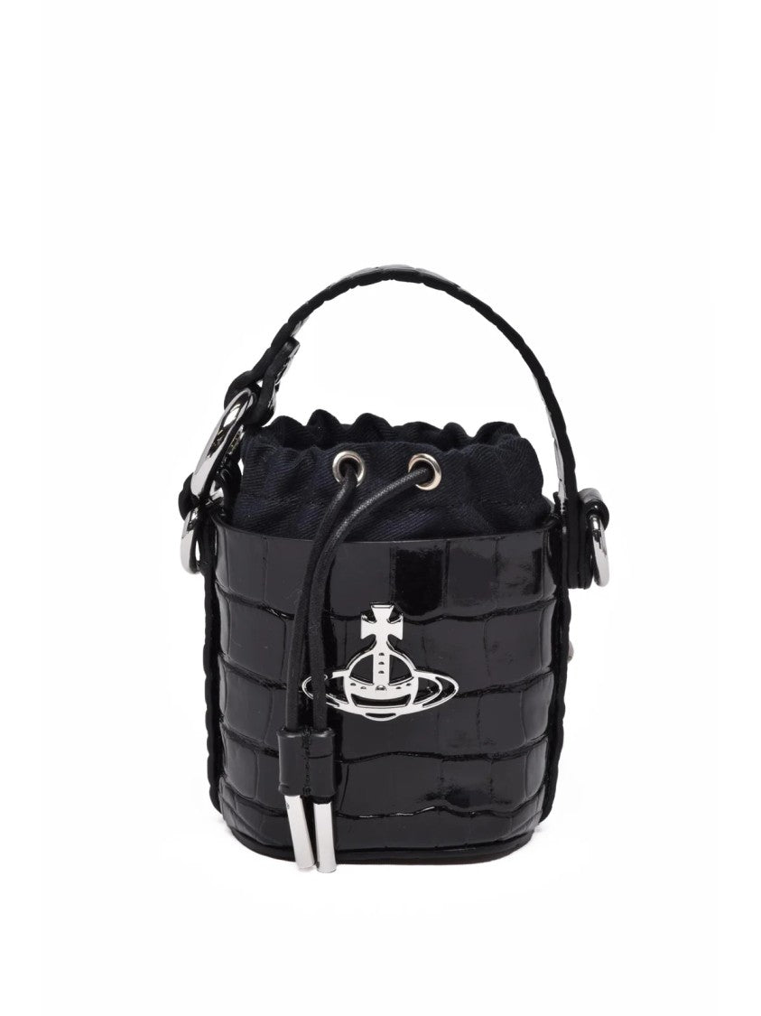 Vivienne Westwood Mini Daisy Crossbody Bag With Crocodile-Embossed Leather And Drawstring Closure