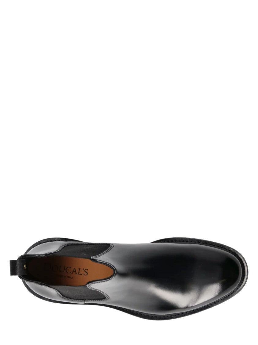 Doucal's Black Beatles Polished Leather Boots