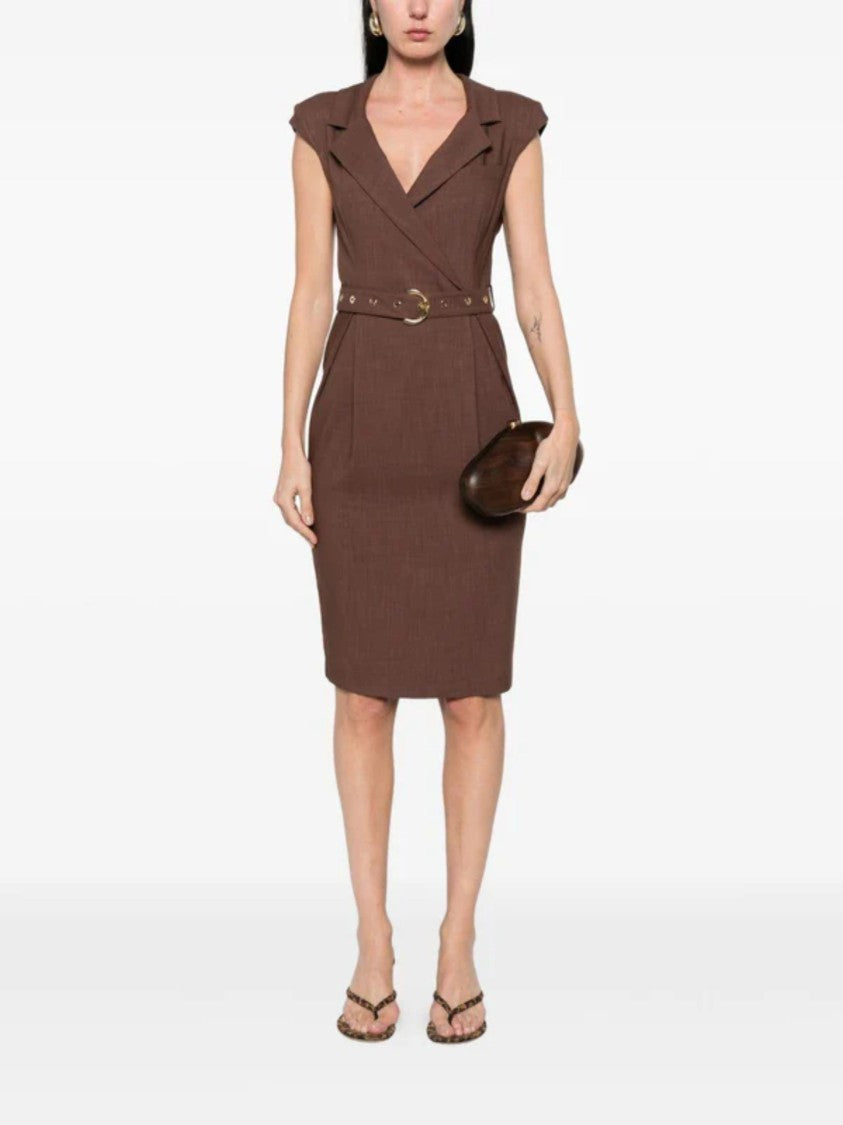 Pinko Tailored Wide Lapel Belted Midi Dress