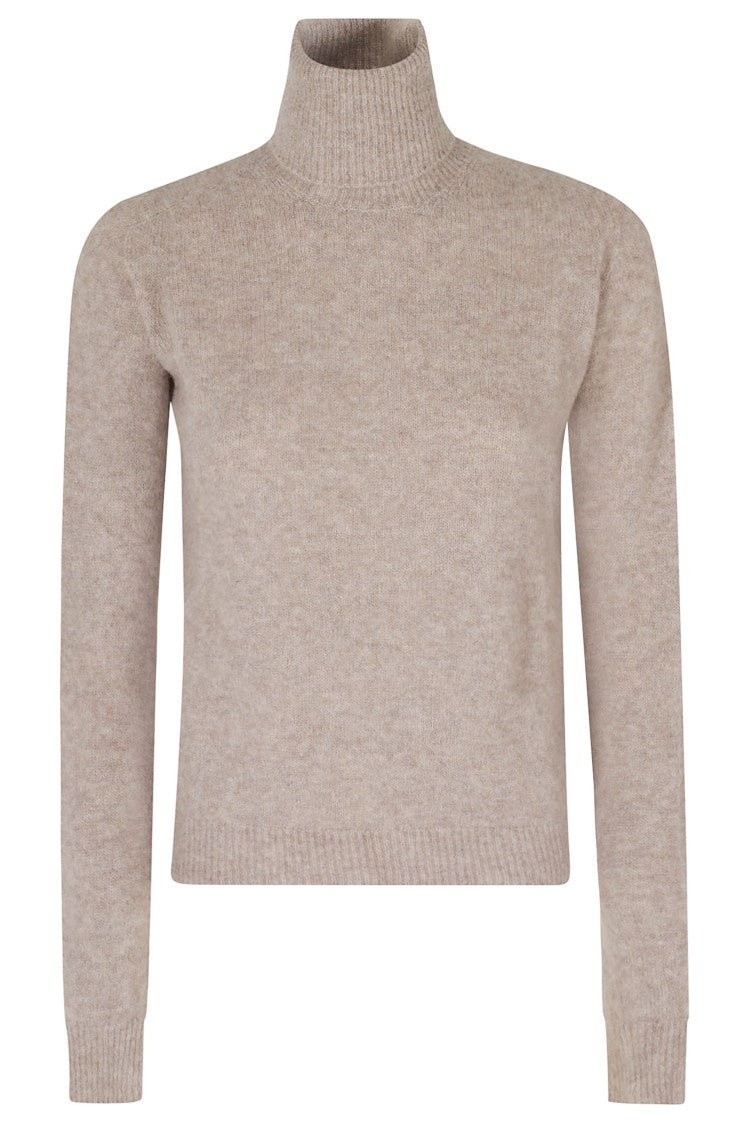 Roberto Collina Beige Long-Sleeve Cashmere-Blend Turtleneck