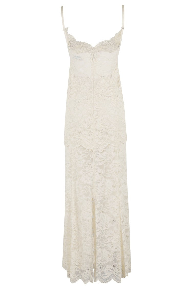 Rabanne Ivory Stretch Lace Evening Dress