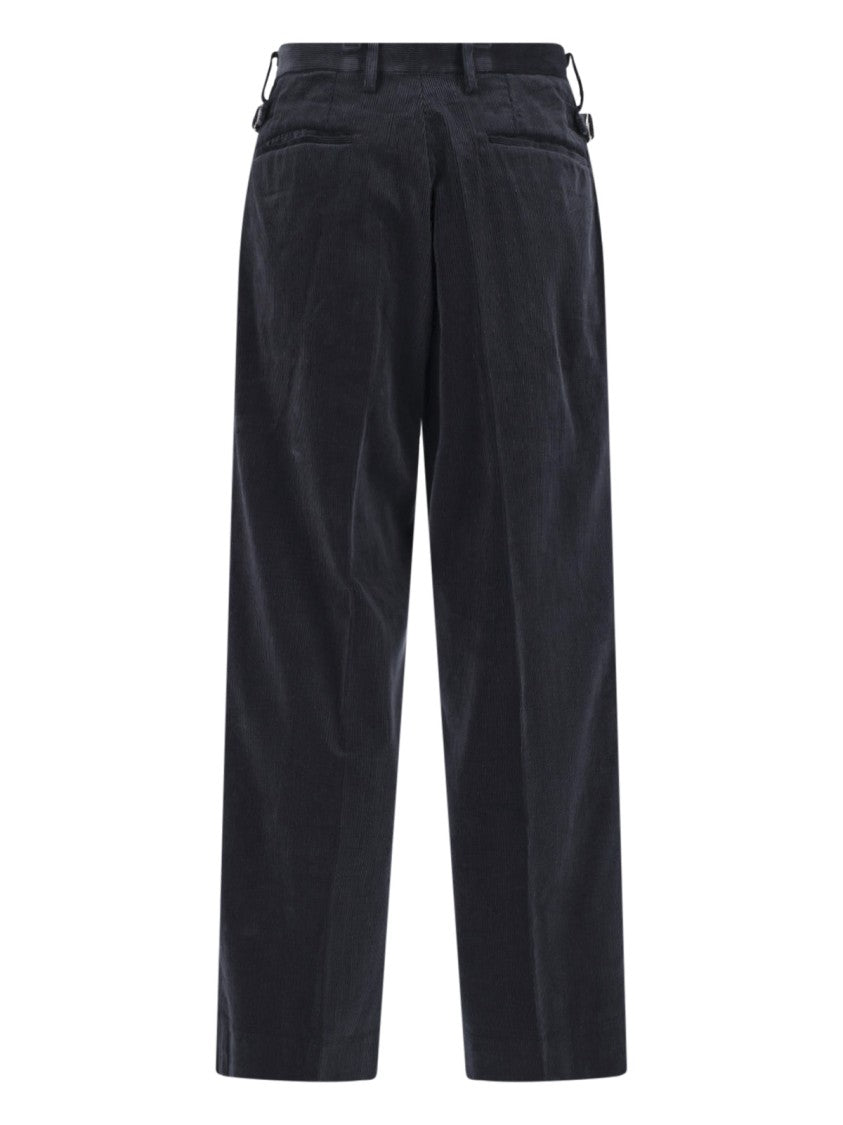 Kaptain Sunshine Blue Pleated Mid-Rise Corduroy Trousers