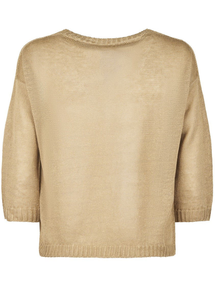 Max Mara Round-Neck Boxy Fit Linen Top