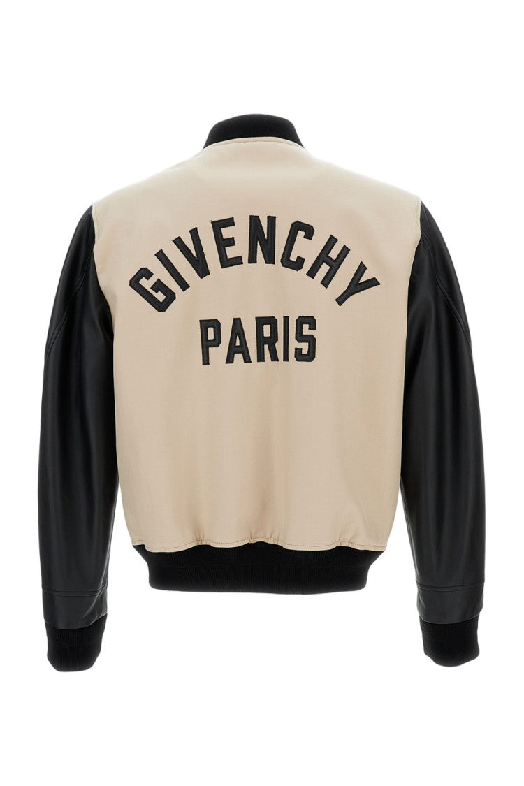 Givenchy Beige Bomber Jacket With Leather Sleeves