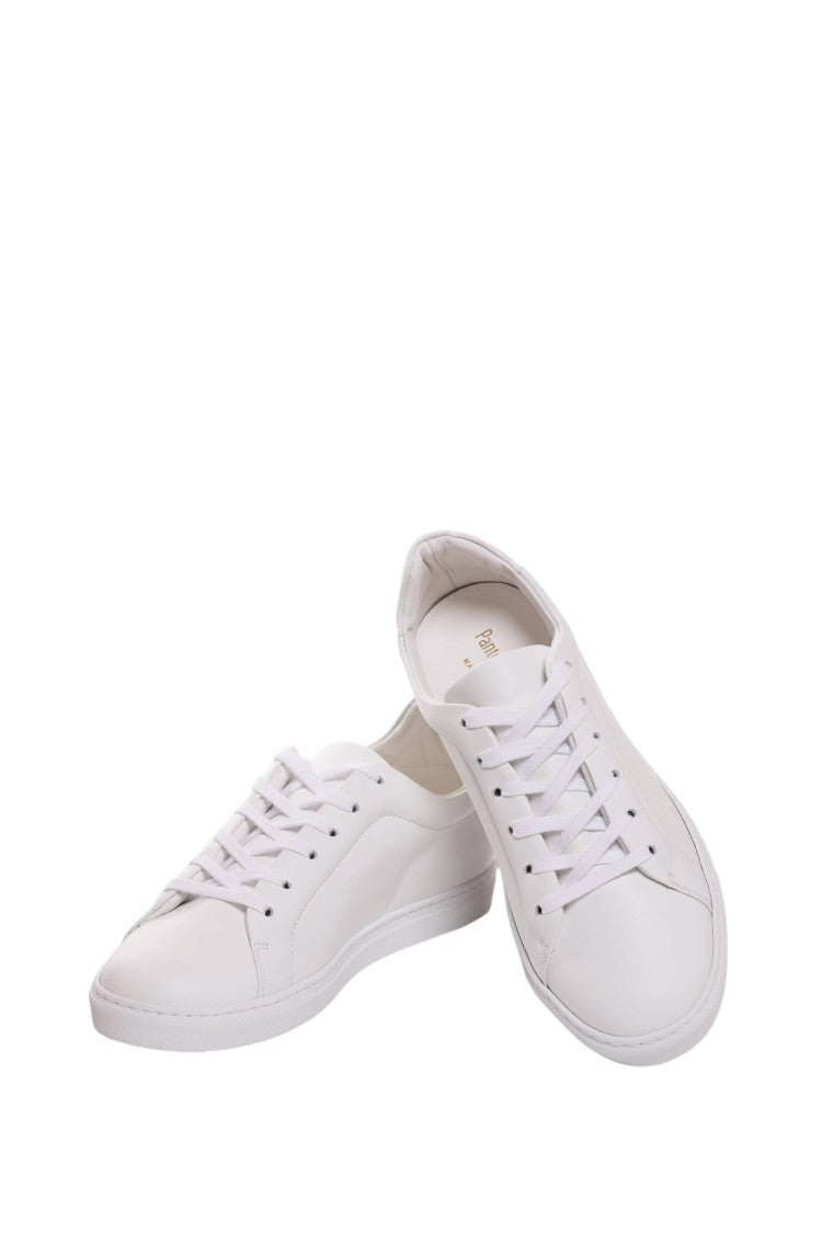 Pantofola D'oro White Hand-Finished Padded Collar Leather Sneakers