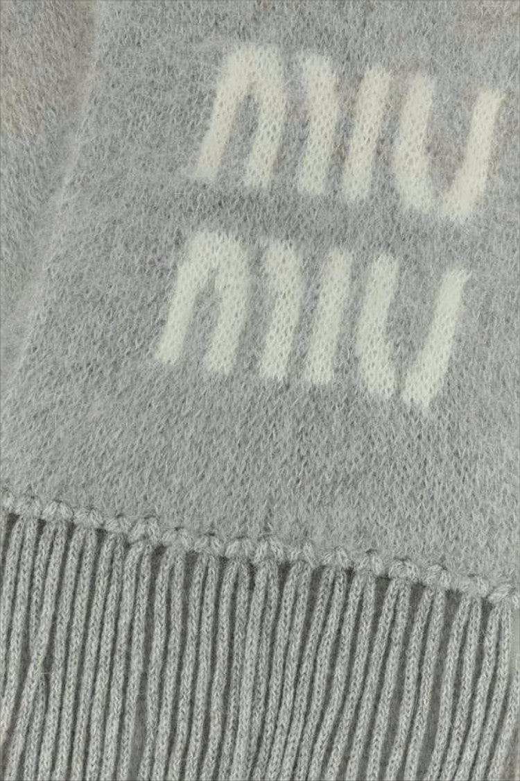 Miu Miu Fluffy Textured Scarf With Contrasting Logo Design