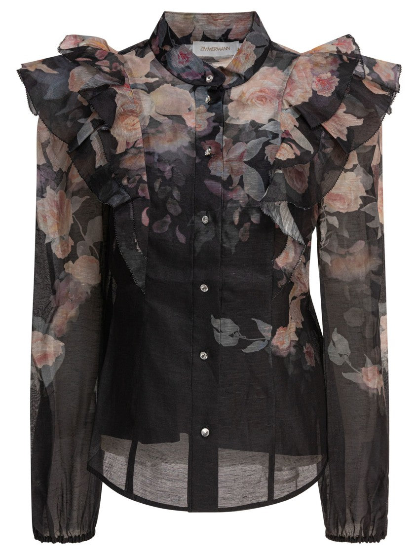 Zimmermann Sheer Linen-Silk Blend Shirt