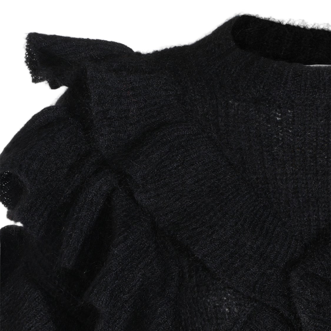 Elisabetta Franchi Textured Ruffle Accent Knit Sweater