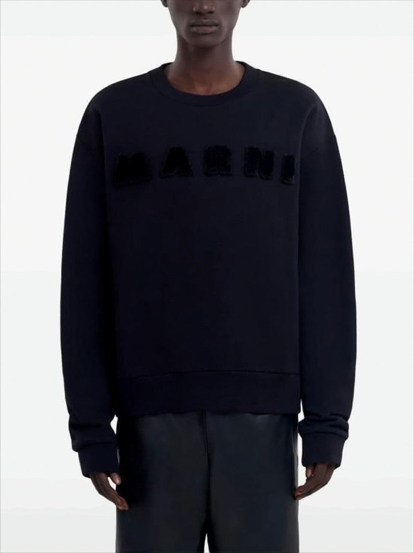 Marni Textured Logo Long-Sleeve Sweatshirt