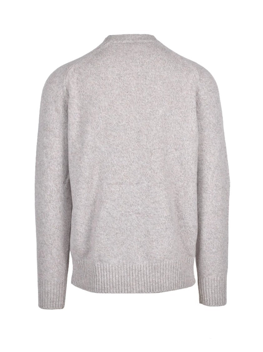 Baturo Light Grey Raglan Sleeves Wool Crewneck Sweater