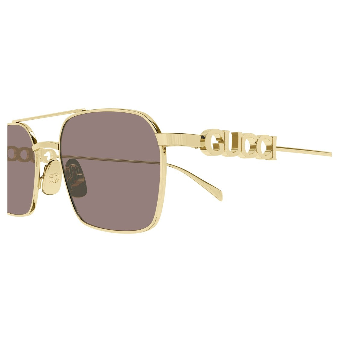 Gucci Gg1804s Rectangular Gold Metal Sunglasses