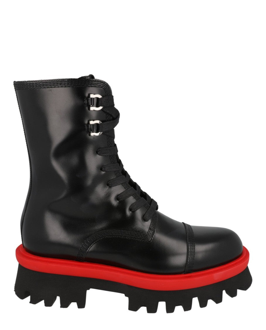 Ferragamo Kira Leather Combat Boots