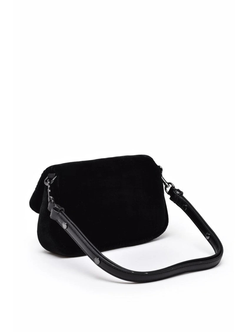 Tory Burch Black Velvet-Blend Puffy Shoulder Bag