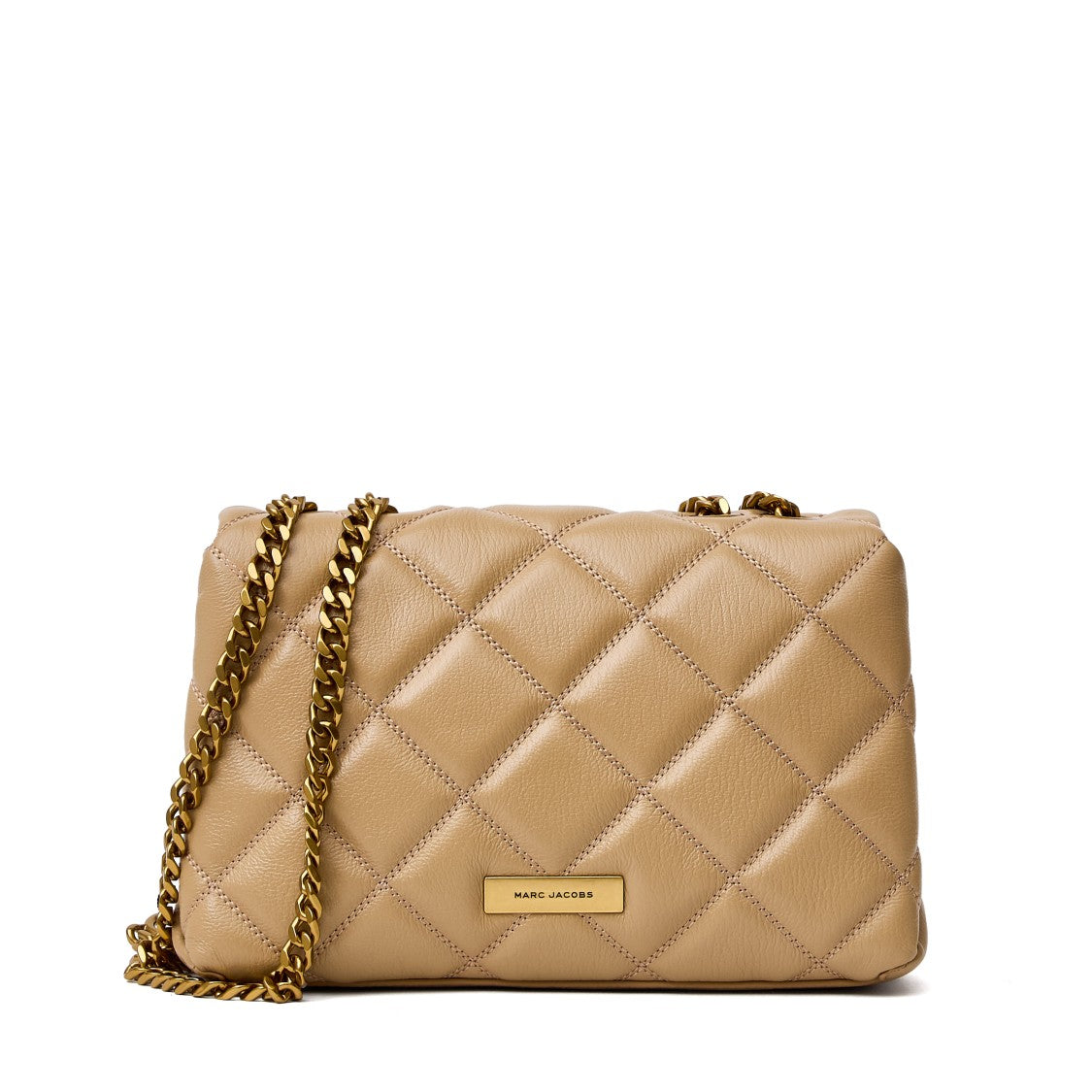 Marc Jacobs Quilted Leather Dual Chain Shoulder Bag With Turn-Lock Closure